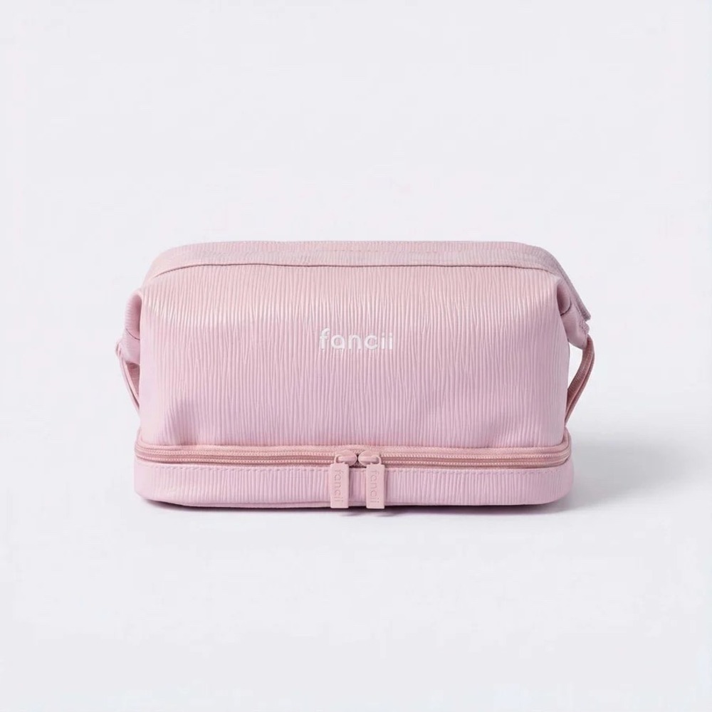 fancii Macy Makeup Bag Pink Vegan Leather Travel Cosmetic Case NWT